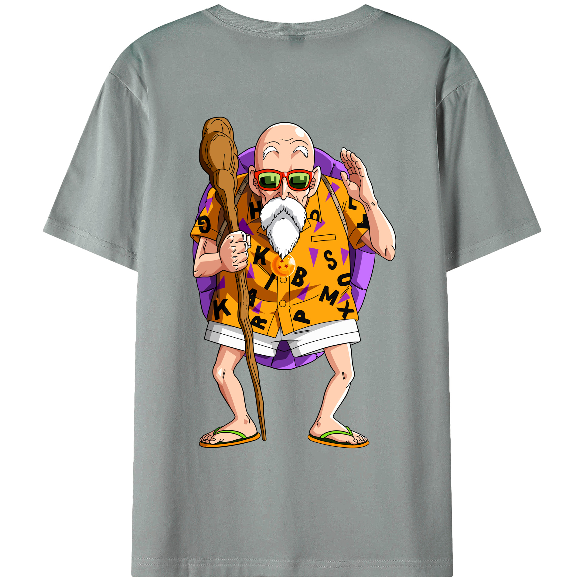 （画像用） ドラゴンボール 亀仙人（かめせんにん） DRAGON BALL Master Roshi Kame Sennin 綿100％ メンズ半袖Tシャツ（バックプリント） 通気性